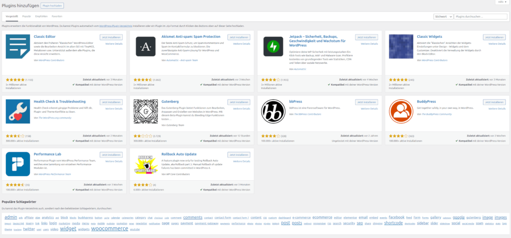 Einrichten einer WordPress-Seite: Erweiterung der Funktionalität mit Plugins