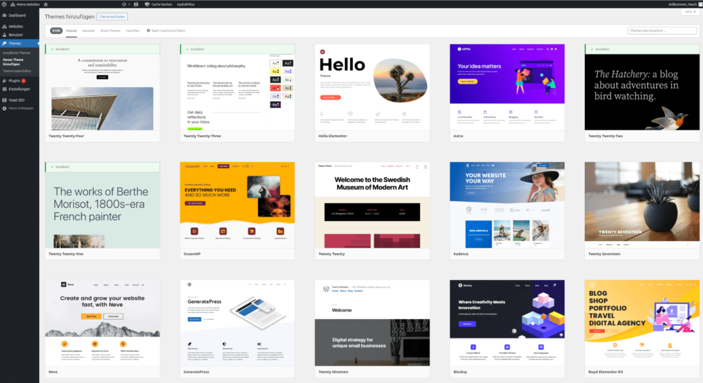 Einrichten einer WordPress-Seite: Auswahl und Anpassung eines Themes